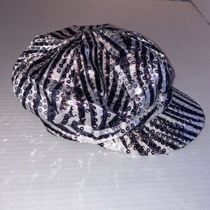 Sequin Zebra Print Newsboy Cap Child Size 7” diameter